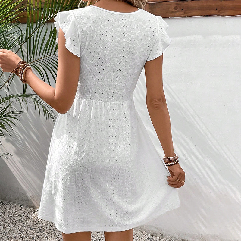 Women V-Neck Lace Mini Dress