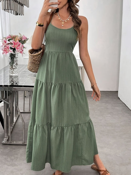 Women Summer Sleeveless Tie Bow Dress