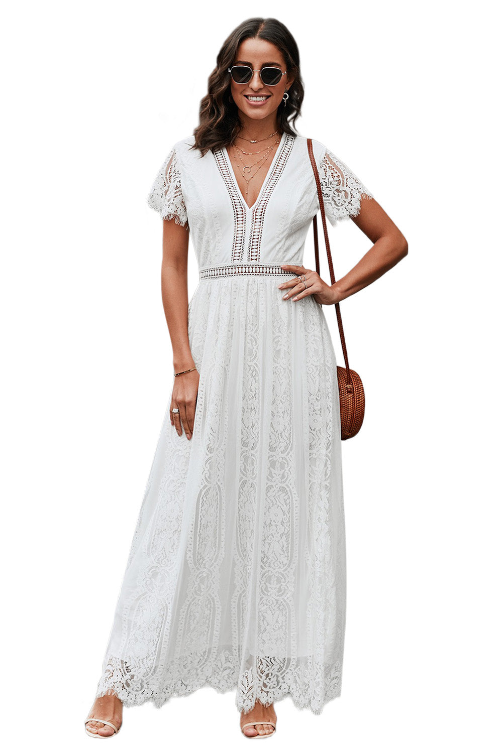 White Fill Your Heart Lace Maxi Dress