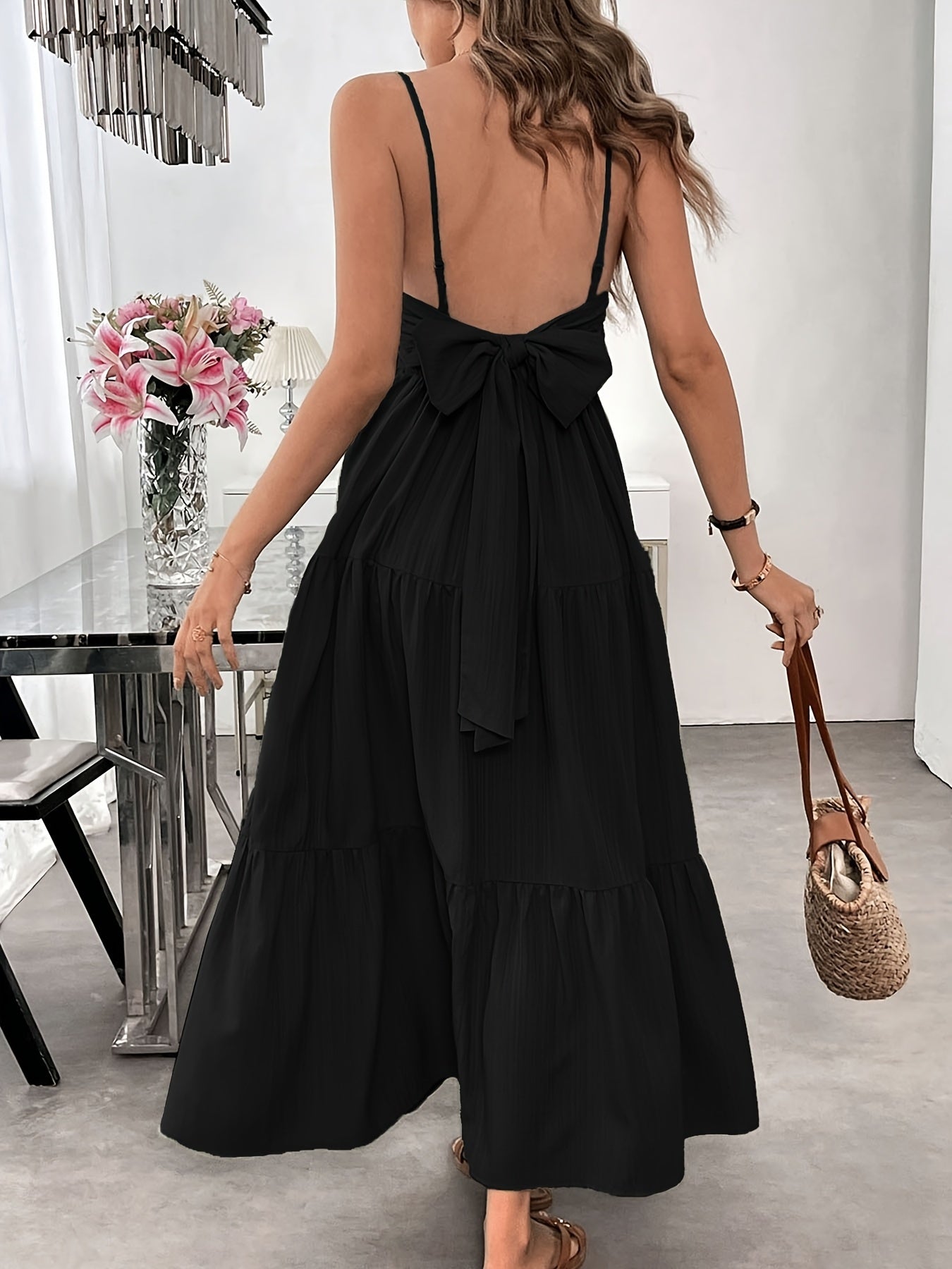 Women Summer Sleeveless Tie Bow Dress