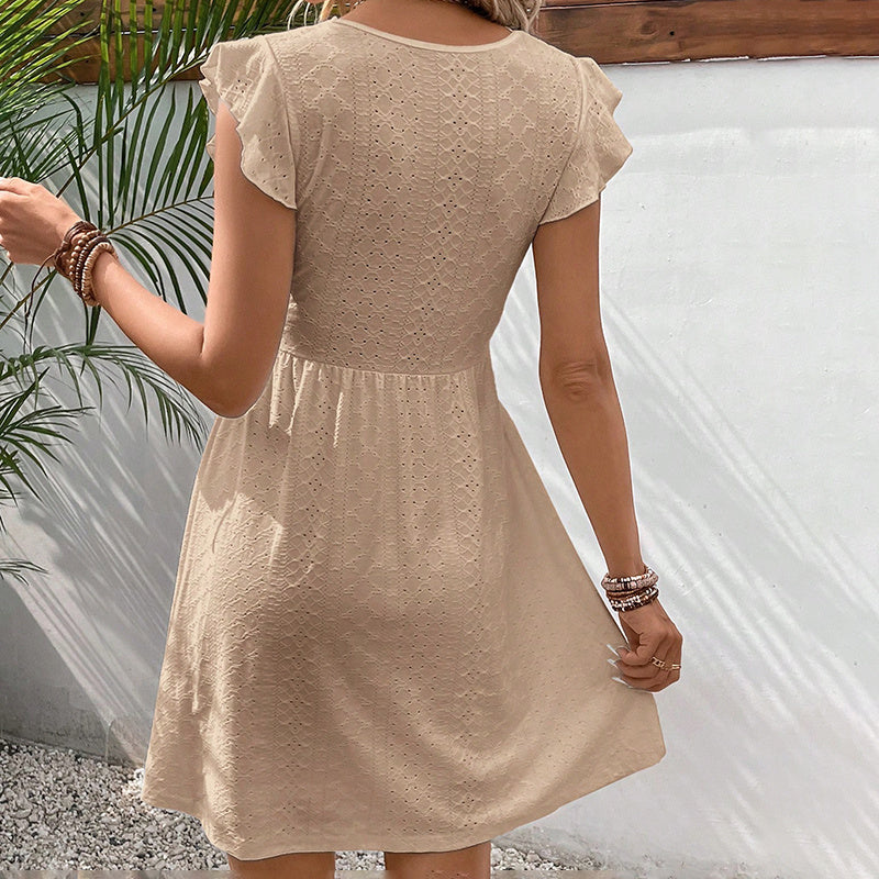 Women V-Neck Lace Mini Dress
