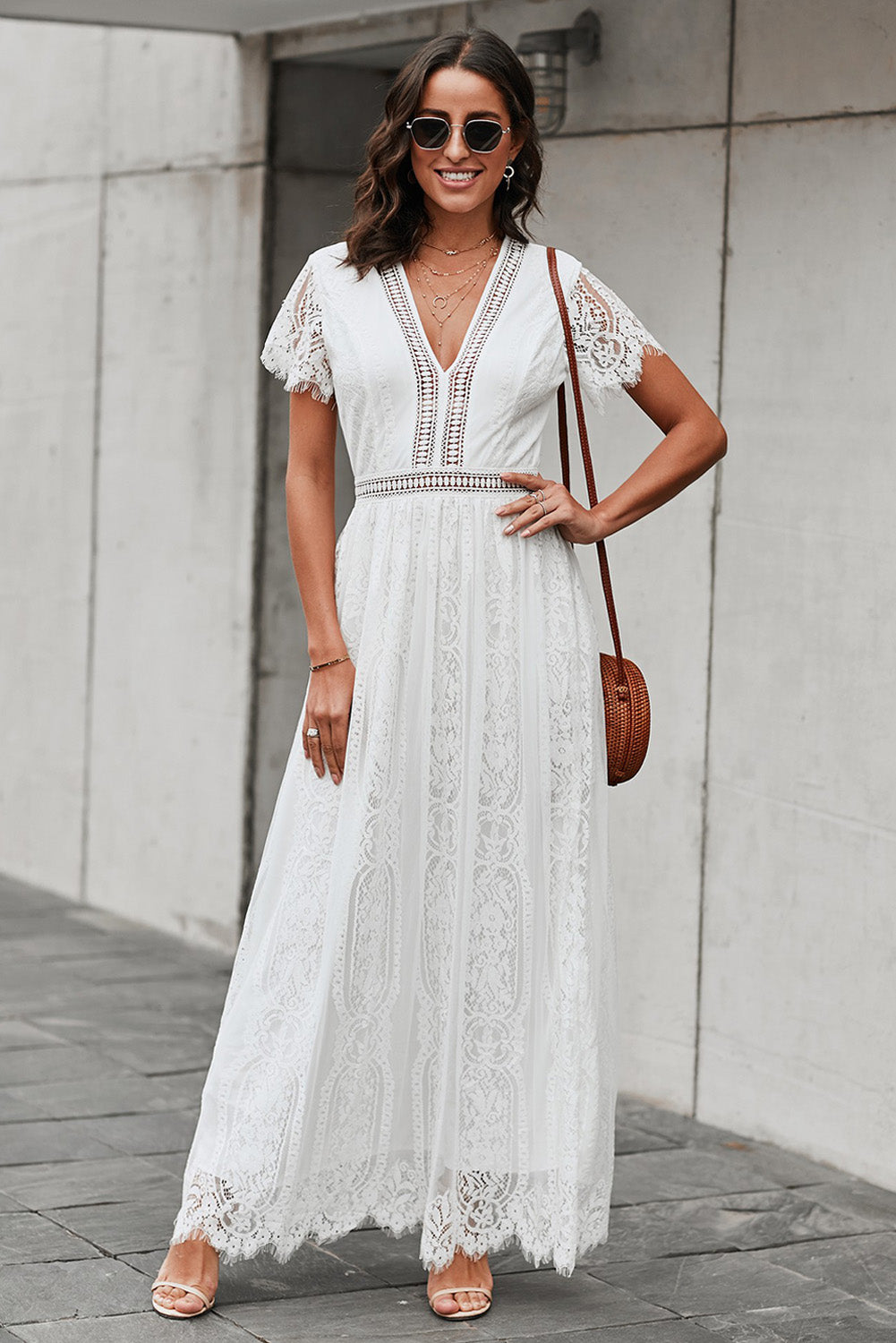 White Fill Your Heart Lace Maxi Dress