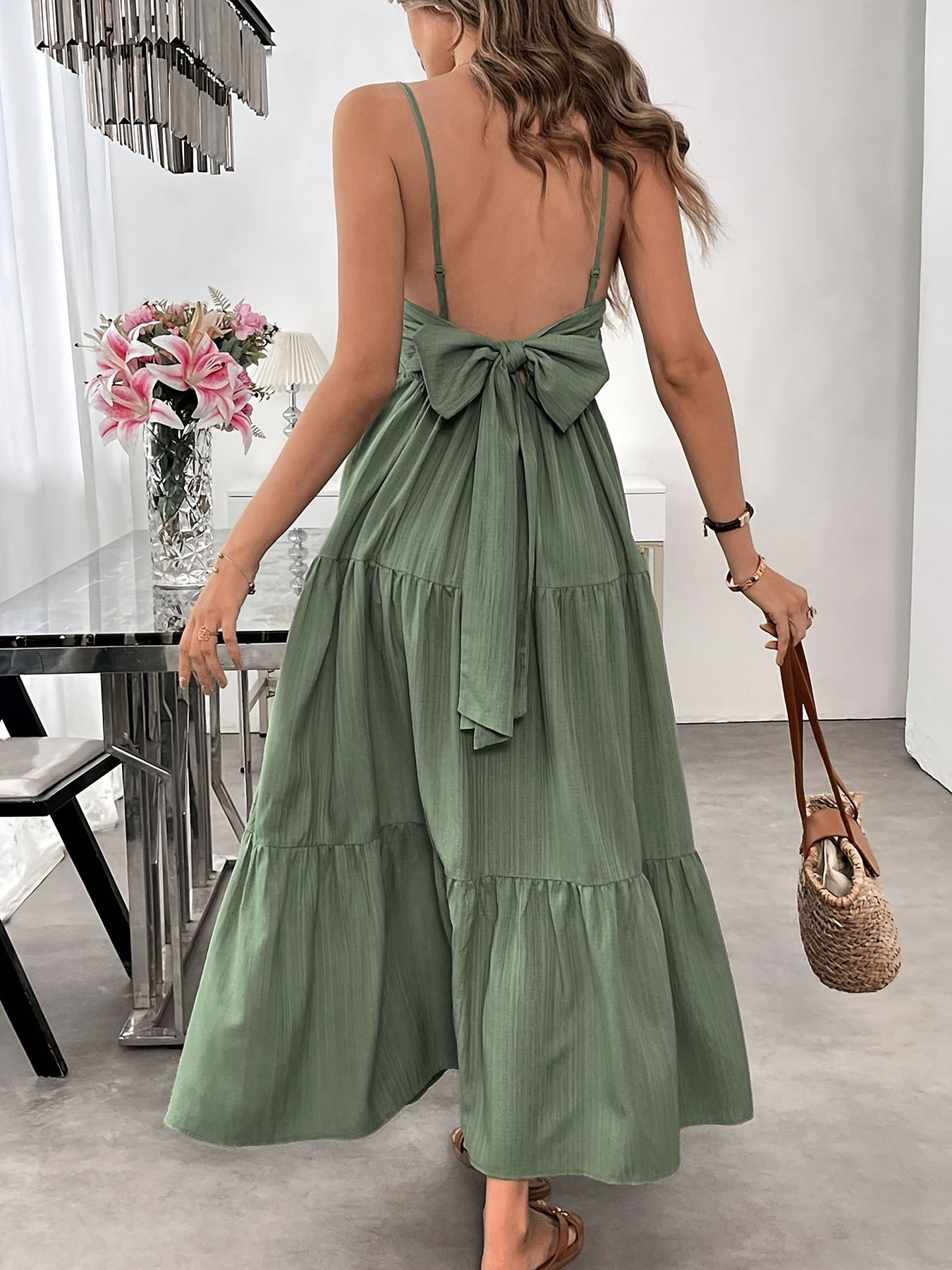 Women Summer Sleeveless Tie Bow Dress