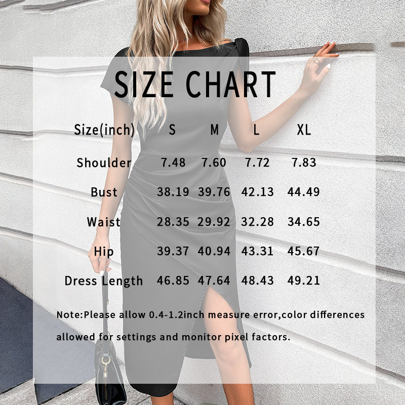 Women Elegant Pleated Tight-Fitting Side-Slit Midi Skirt