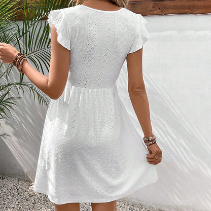 Women V-Neck Lace Mini Dress