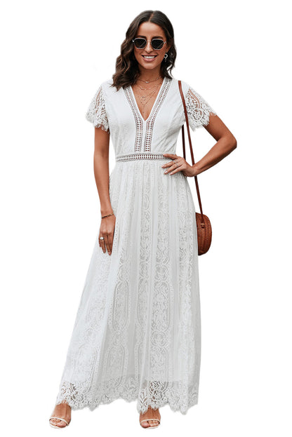 White Fill Your Heart Lace Maxi Dress