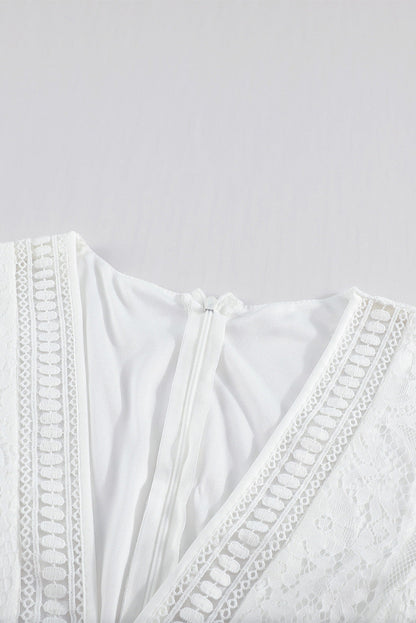 White Blue Fill Your Heart Lace Maxi Dress