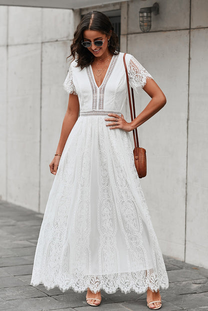 White Fill Your Heart Lace Maxi Dress
