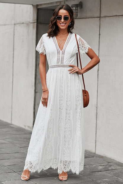 White Fill Your Heart Lace Maxi Dress